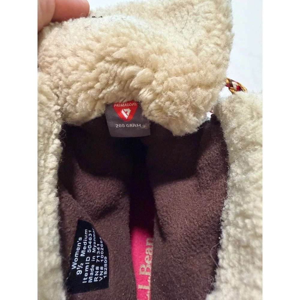 LL Bean Ultrasoft Insulated Winter Boots Brown Tan Pink 504631 Womens 9.5 M